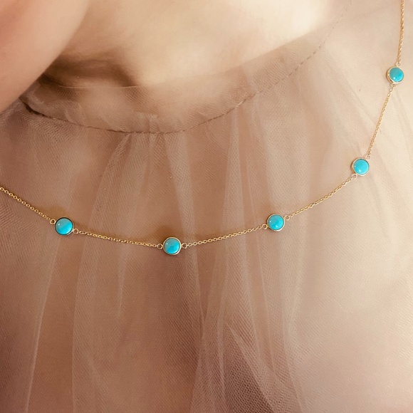 Effy 14K Yellow Gold Turquoise Necklace - Picture 8 of 11